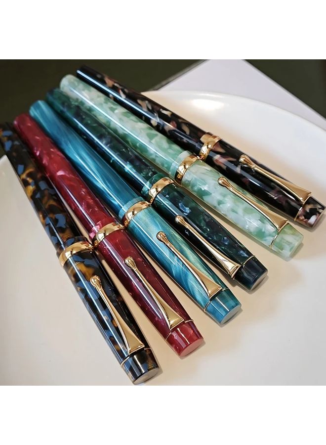Classic Rotating Cap Fountain Pen Blue Coffee Resin Lightweight Celluloid For Adults Calligraphy - Image 3