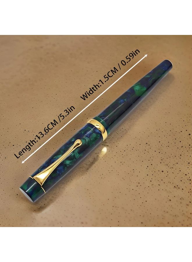 Classic Rotating Cap Fountain Pen Blue Coffee Resin Lightweight Celluloid For Adults Calligraphy - Image 2