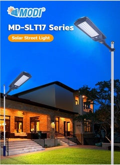 MODI 200W Solar Street Lights Outdoor - Remote Control - Wide Angle Motion Sensor - 10000MAh Battery - Dusk to Dawn Illumination - 6500K LED Waterproof Street Lamp for Commercial, Yard, Parking Lot  - Image 2