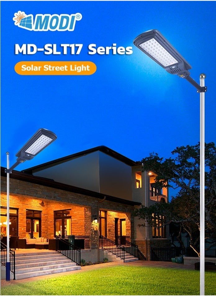 MODI 200W Solar Street Lights Outdoor - Remote Control - Wide Angle Motion Sensor - 10000MAh Battery - Dusk to Dawn Illumination - 6500K LED Waterproof Street Lamp for Commercial, Yard, Parking Lot  - Image 2
