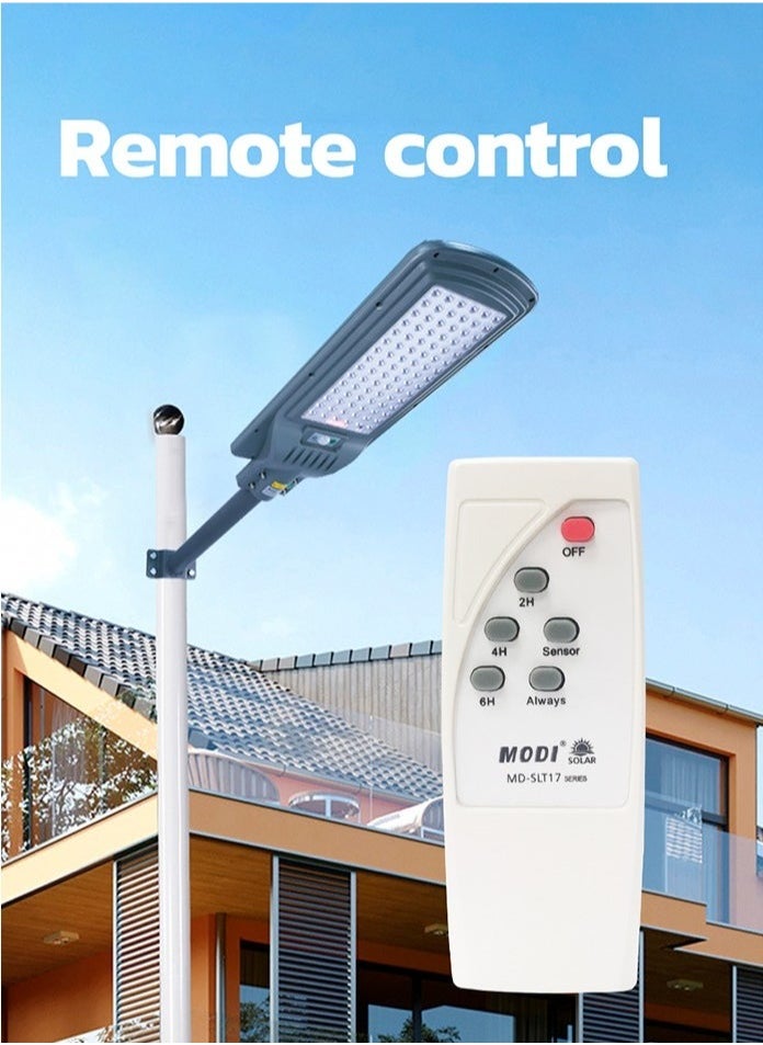 MODI 200W Solar Street Lights Outdoor - Remote Control - Wide Angle Motion Sensor - 10000MAh Battery - Dusk to Dawn Illumination - 6500K LED Waterproof Street Lamp for Commercial, Yard, Parking Lot  - Image 3