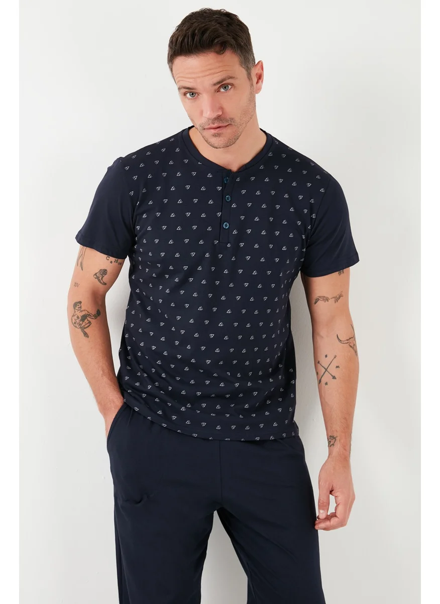 Buratti Cotton Regular Fit Short Sleeve Men's Pajama Set with Elastic Waist 6572009