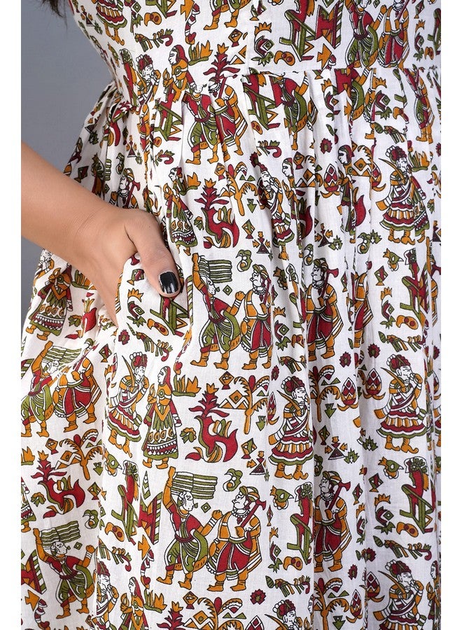 Jikonet Women's Cotton, Rayon Maternity Gown Feeding Kurti (261) (Medium, Print White) - Image 5