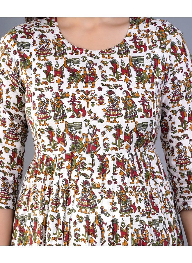 Jikonet Women's Cotton, Rayon Maternity Gown Feeding Kurti (261) (Medium, Print White) - Image 4