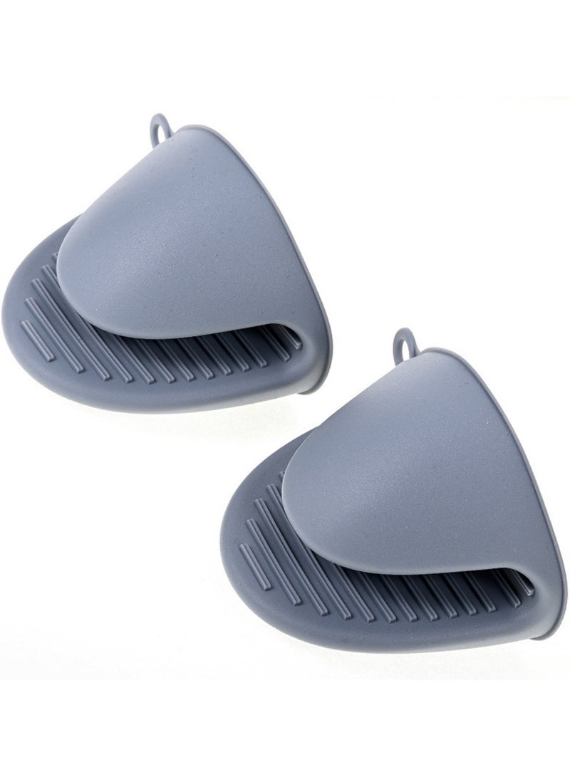 1 Pair Oven Mitts Silicone Heat Resistant Pinch Mitts Cooking Pinch Grips Pot Holder Potholder for Kitchen Non-slip Glove Shark Clips Grey  - Image 3