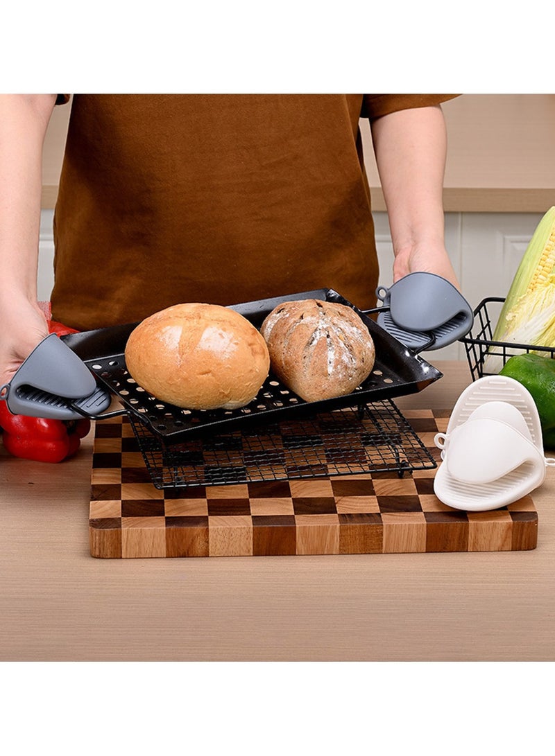 1 Pair Oven Mitts Silicone Heat Resistant Pinch Mitts Cooking Pinch Grips Pot Holder Potholder for Kitchen Non-slip Glove Shark Clips Grey  - Image 1