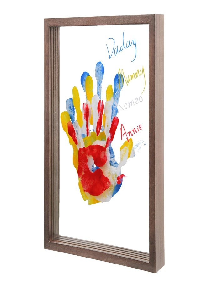 MLDWRONGYAOZ Family Handprint Frame Kit for 4 with 12 Colors &12 Pens,Fun DIY Craft Art Print Handprint Keepsake, Family Gifts for Christmas Mother's Father's Day Birthday Anniversary,Grandparent (Brown) - Image 1