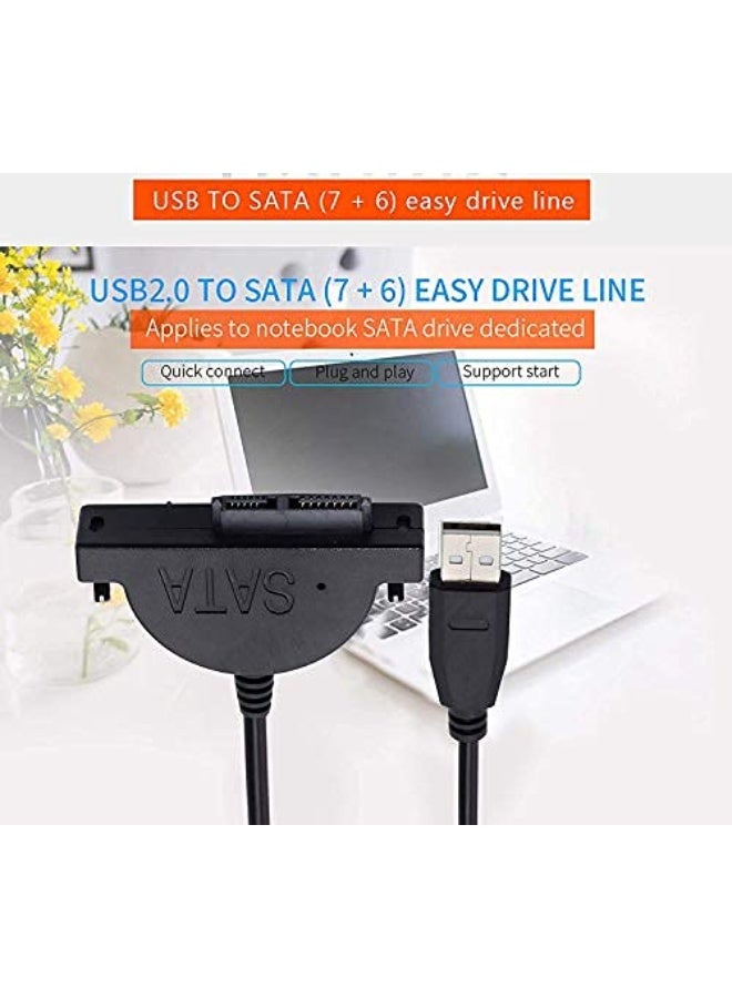 محول USB 2.0 إلى SATA بـ 13 طرف لمشغلات الأقراص - كابل توصيل خارجي لمشغلات الـ CD و DVD الخاصة باللابتوب - محول عملي وسريع لنقل البيانات - طول 35 سم - سهل الاستخدام بدون تعريفات - Image 5