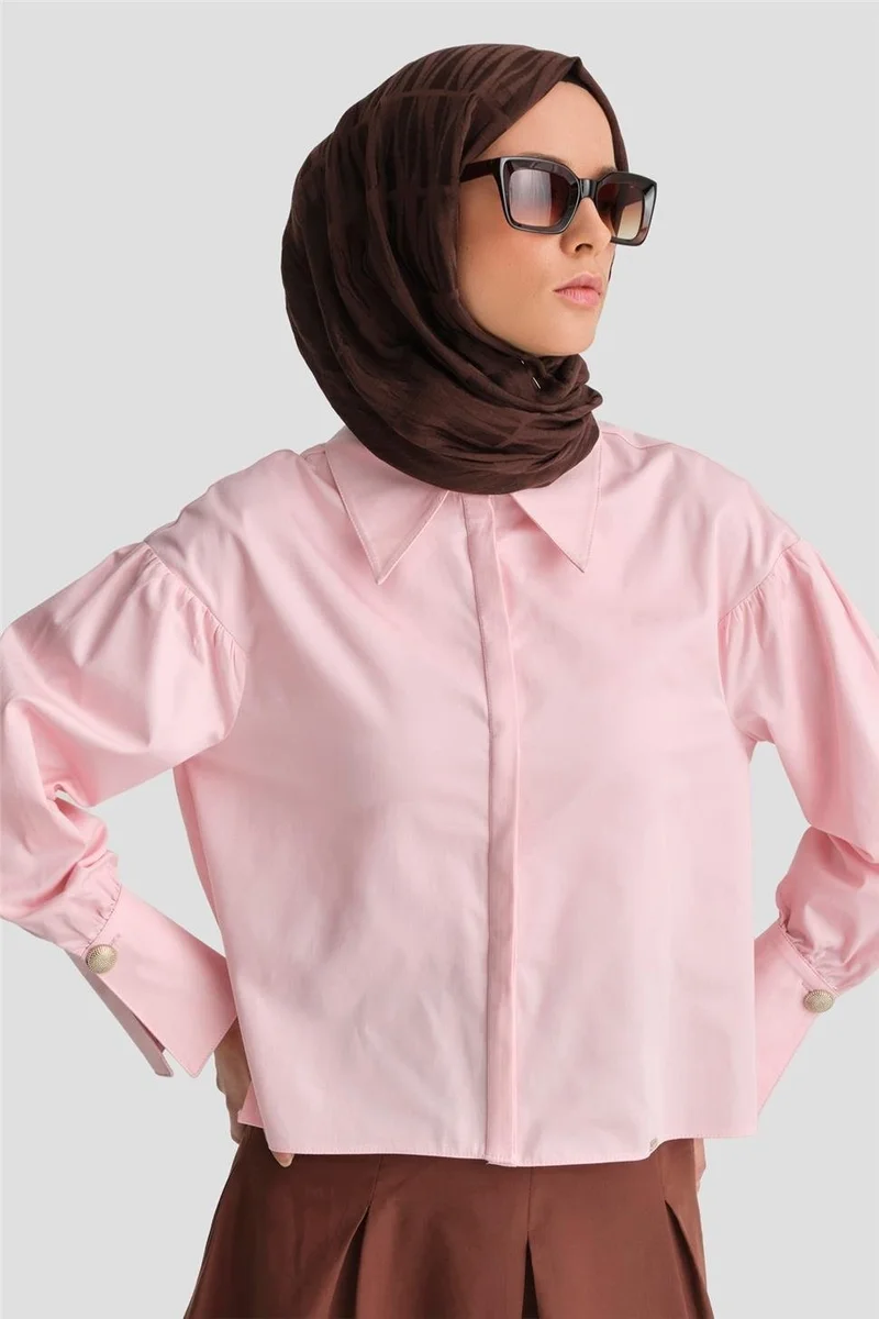 ARMINE Pointed Collar Floss Linen Shirt 24K3602 Pink