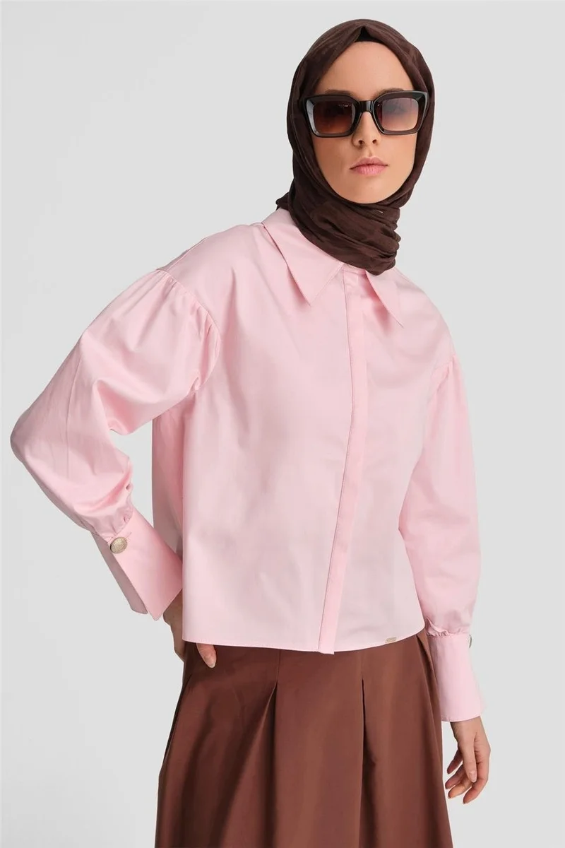 ARMINE Pointed Collar Floss Linen Shirt 24K3602 Pink
