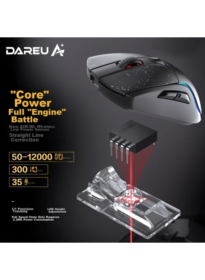 Daryo Dareu A950 Starry Sky Edition Wireless Wired Bluetooth Tri-mode Gaming Mouse For Esports, Suitable For Medium To Large Hands, Lightweight, Rgb, Rechargeable With Base - Image 1