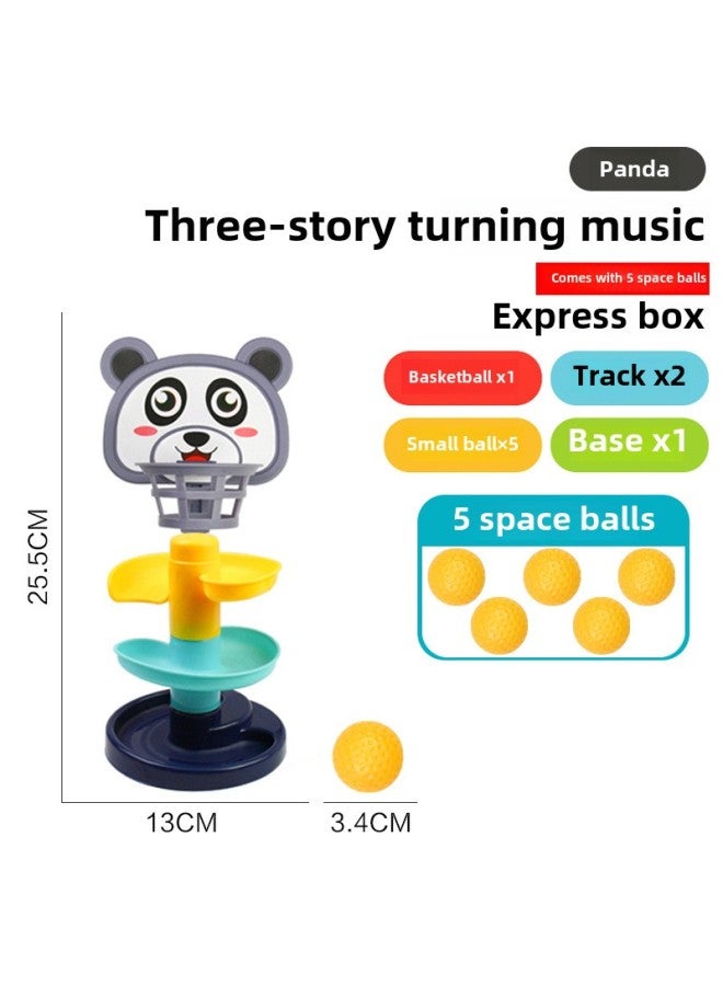 Cartoon Children's Basketball Hoop Toy Rolling Ball Slide Parent-child Interactive Fun Early Education Stacking Toy-Color:[Express Box] Three-layer Panda (with 5 Balls) 298G  - Image 1
