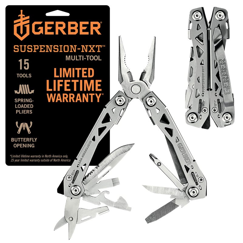 Gerber أداة متعددة الاستخدامات Gerber Gear Suspension-NXT 15 في 1 مع سكين جيب، كماشة رفيعة، وأدوات إزالة العزل، هدايا للرجال، معدات البقاء والتخييم، فولاذ مقاوم للصدأ - Image 1