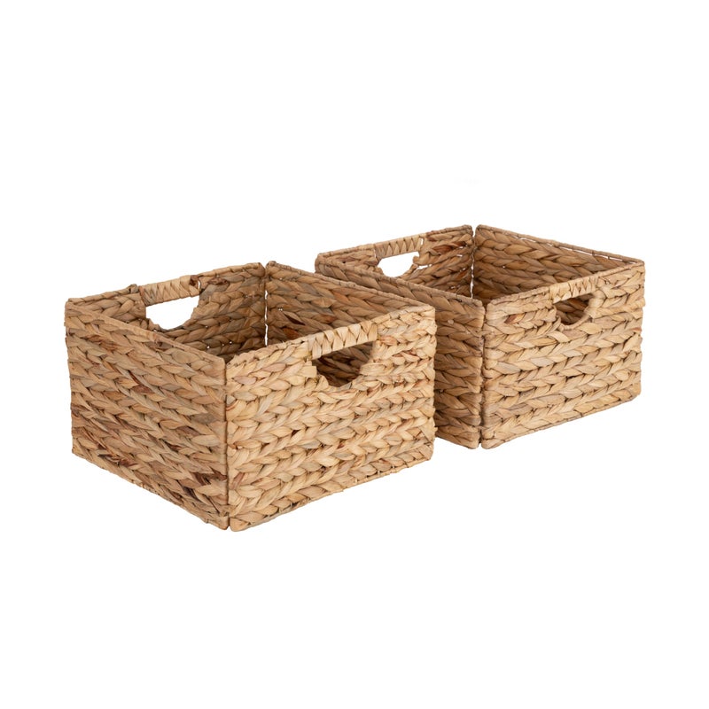 Seville Classics Premium Natural Handwoven Portable Laundry Bin Basket with Carrying Handles, Household Storage for Clothes, Linens, Sheets, Toys, Natural Water Hyacinth, Rectangular (2-Pack) - Image 1