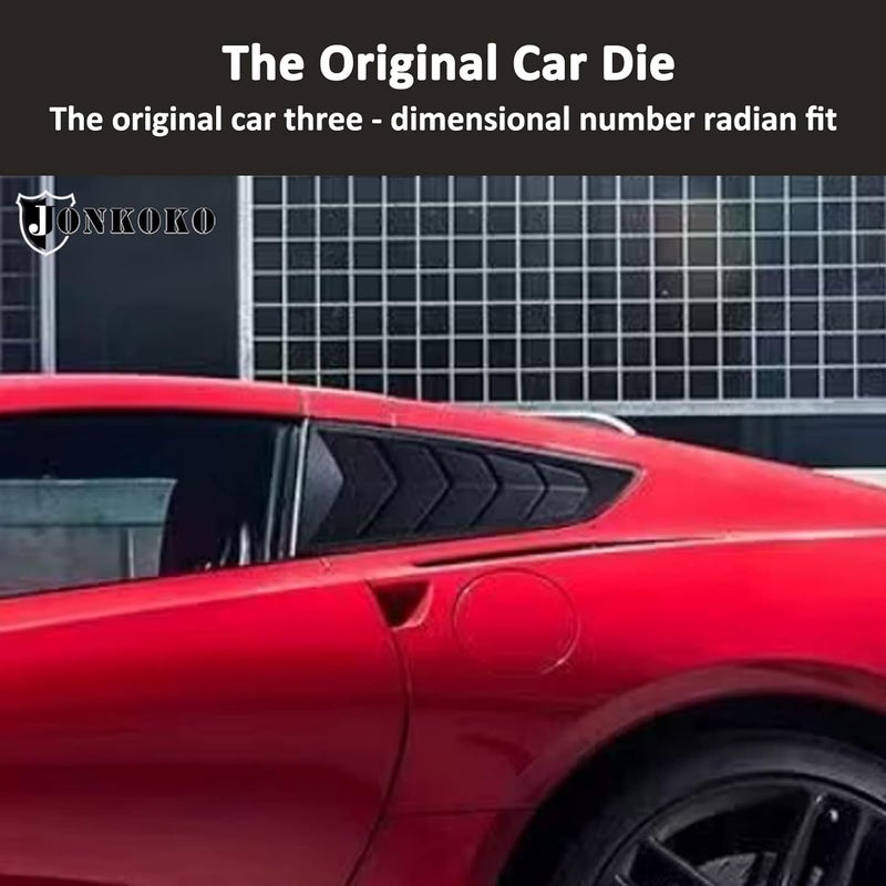 JONKOKO Car Rear Side Window Louvers for Chevrolet Corvette C7 2014-2019 - Matte Black - Image 3