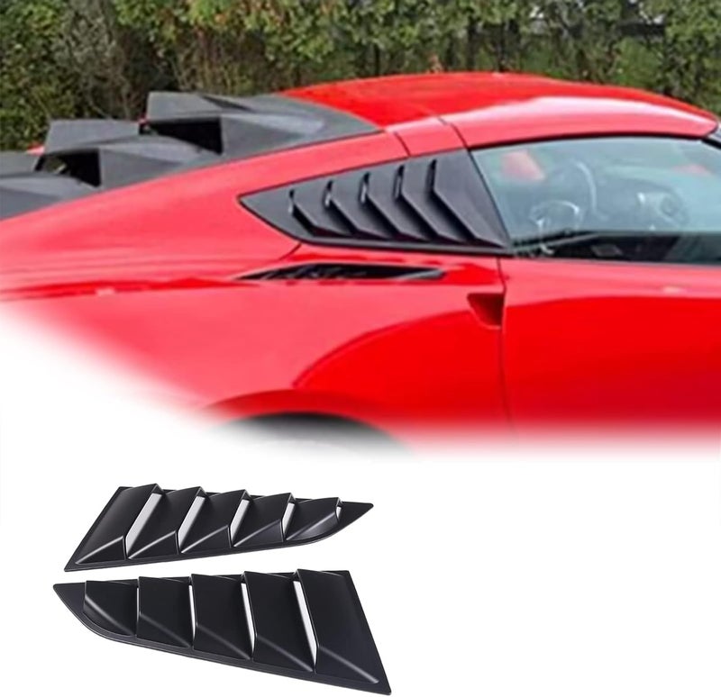 JONKOKO Car Rear Side Window Louvers for Chevrolet Corvette C7 2014-2019 - Matte Black - Image 1