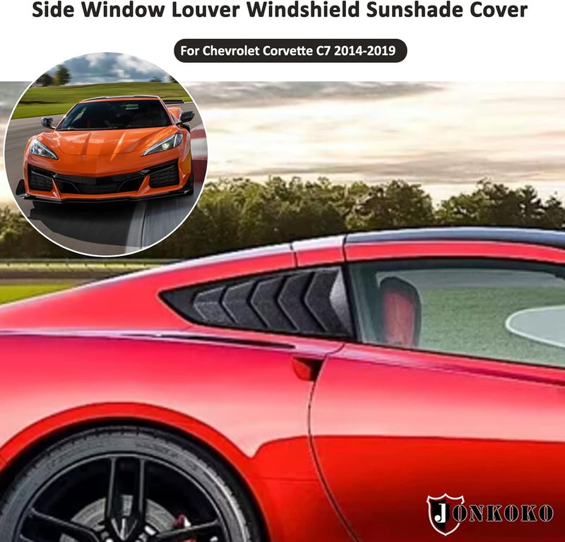 JONKOKO Car Rear Side Window Louvers for Chevrolet Corvette C7 2014-2019 - Matte Black - Image 4