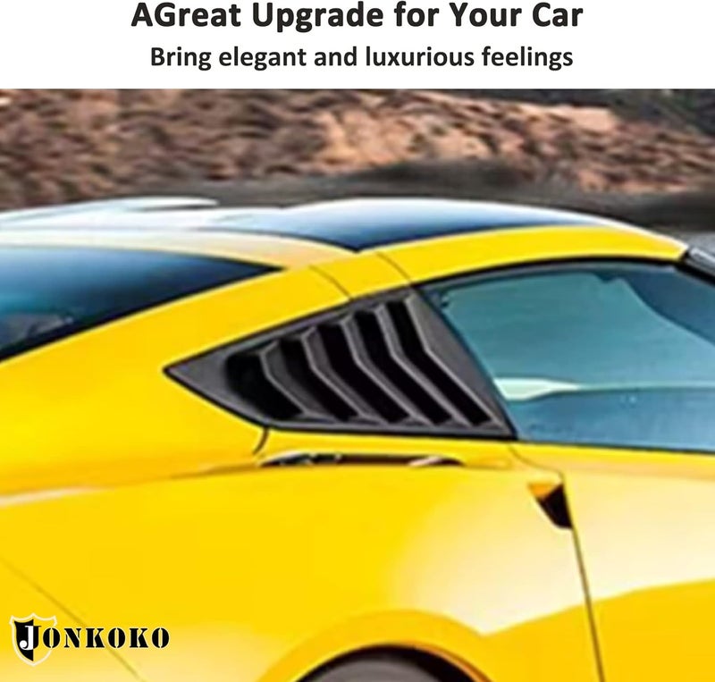 JONKOKO Car Rear Side Window Louvers for Chevrolet Corvette C7 2014-2019 - Matte Black - Image 5