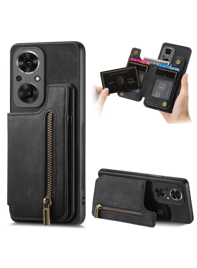 S-TOP Case For Honor 50 SE Retro Leather Zipper Wallet Back Phone Case - Image 1