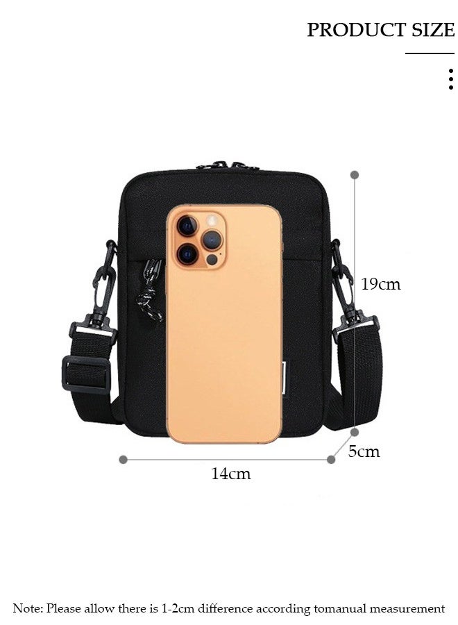 DUNISO حقيبة كتف للرجال مع حزام قابل للتعديل ومقبض علوي متعدد الطبقات وظيفية، حقيبة يد عصرية باللون الأسود - Image 2