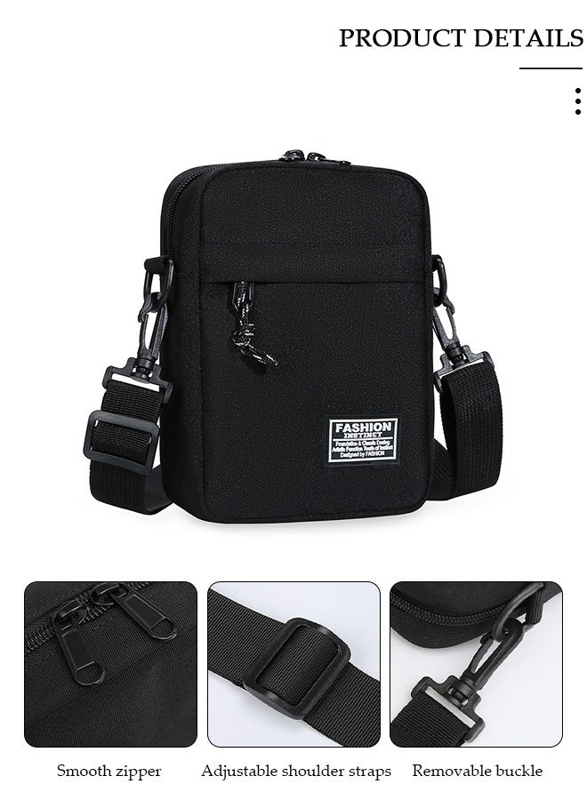 DUNISO حقيبة كتف للرجال مع حزام قابل للتعديل ومقبض علوي متعدد الطبقات وظيفية، حقيبة يد عصرية باللون الأسود - Image 4
