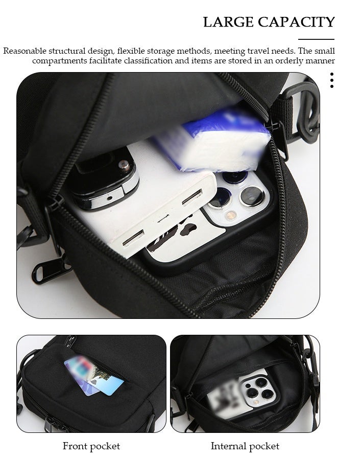 DUNISO حقيبة كتف للرجال مع حزام قابل للتعديل ومقبض علوي متعدد الطبقات وظيفية، حقيبة يد عصرية باللون الأسود - Image 3