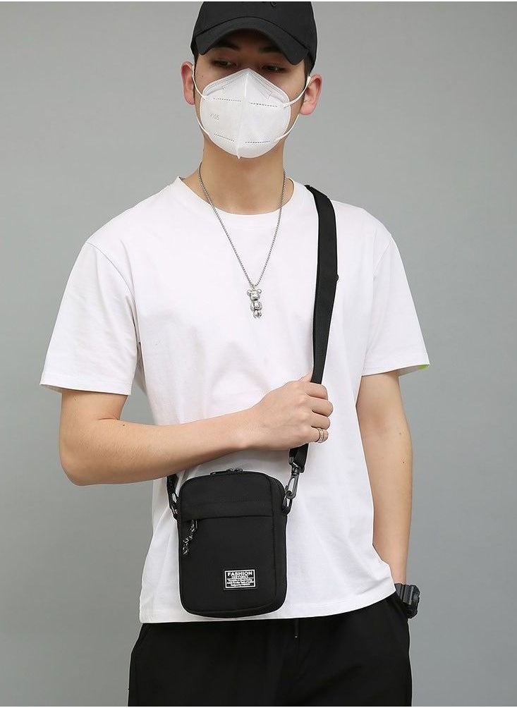 DUNISO - Mens Crossbody Bag Shoulder Bag with Adjustable Strap and Top Handle Multi-layer Functional New Trends Fashion Handbag Black - Image 1