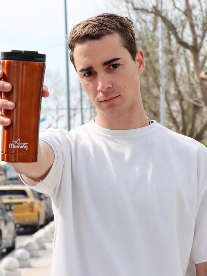 Any Morning Stainless Steel Coffee Tumbler, Copper - Image 4