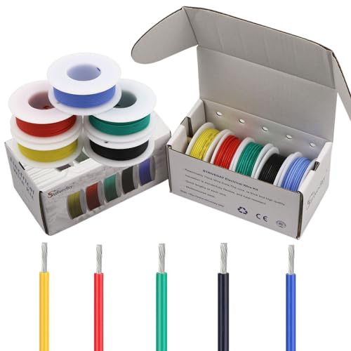 Striveday 26AWG Tinned Copper Flexible Silicone Hook-Up Wire - 300V Stranded Electrical Cable for DIY Electronics & Crafts (Box-1) - Image 1