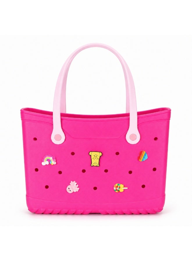 VELMORE 35×11×26cm cm EVA Rubber Beach Tote Bag with 5 Summer Charms | Waterproof, Durable & Easy-to-Clean | Spacious Summer Beach Bag for Women & Family - Image 1