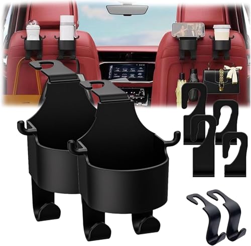 PRETOX 3 in 1 Multi-Functional Hook for Car Seat, Car Headrest Hidden Cup Hook Holder, Storage Organizer Hanger, Headrest Hooks, Drink Cup Holder with Hook, Car Travel Accessories 2 PCS - Image 1