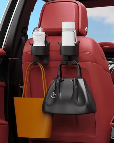 PRETOX 3 in 1 Multi-Functional Hook for Car Seat, Car Headrest Hidden Cup Hook Holder, Storage Organizer Hanger, Headrest Hooks, Drink Cup Holder with Hook, Car Travel Accessories 2 PCS - Image 4