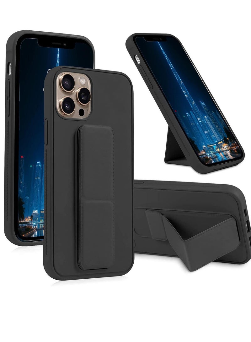 BORTONY iPhone 16 Pro Max  Case Cover Back Stand with Magnet Holder Premium Silicone Vertical and Horizontal Hand Strap Grip Case Shockproof Protective Cover For Apple  iPhone 16 Pro Max - Image 1