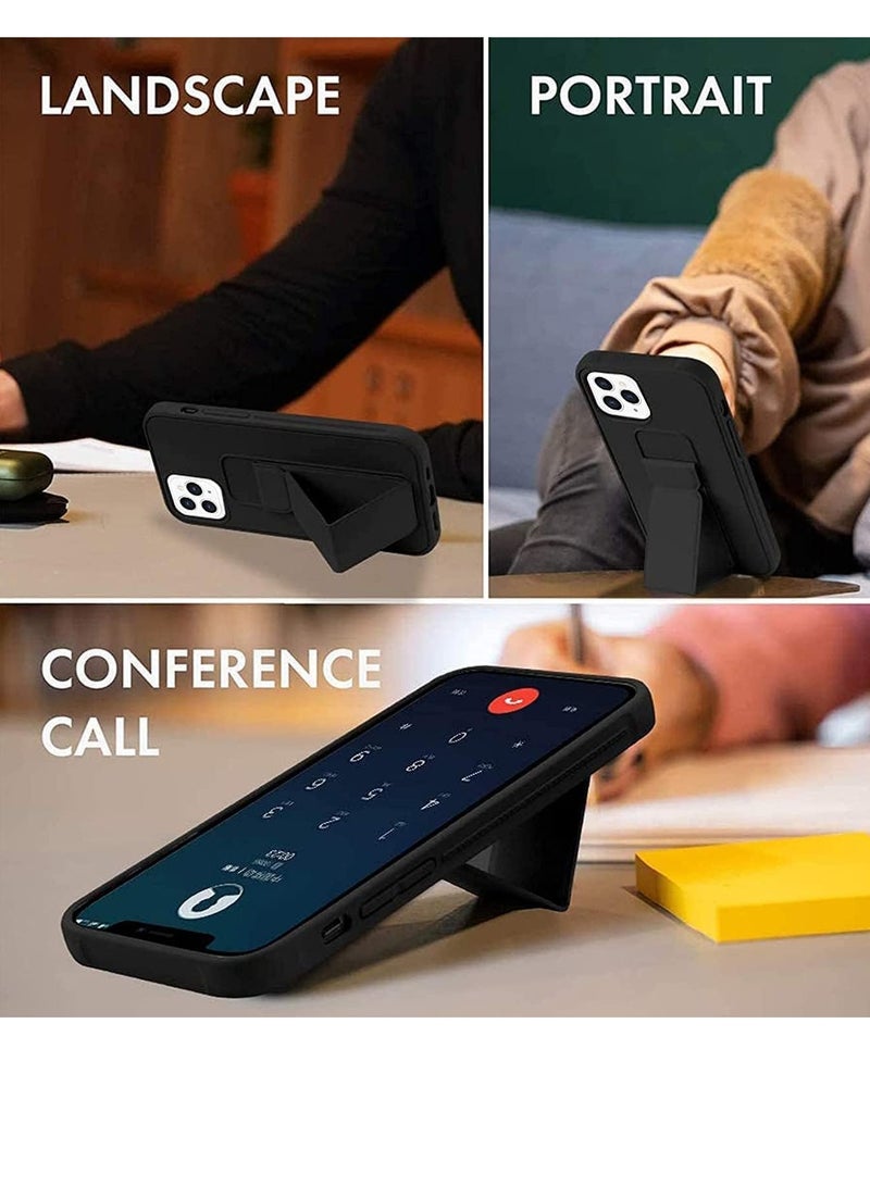 BORTONY iPhone 16 Pro Max  Case Cover Back Stand with Magnet Holder Premium Silicone Vertical and Horizontal Hand Strap Grip Case Shockproof Protective Cover For Apple  iPhone 16 Pro Max - Image 2