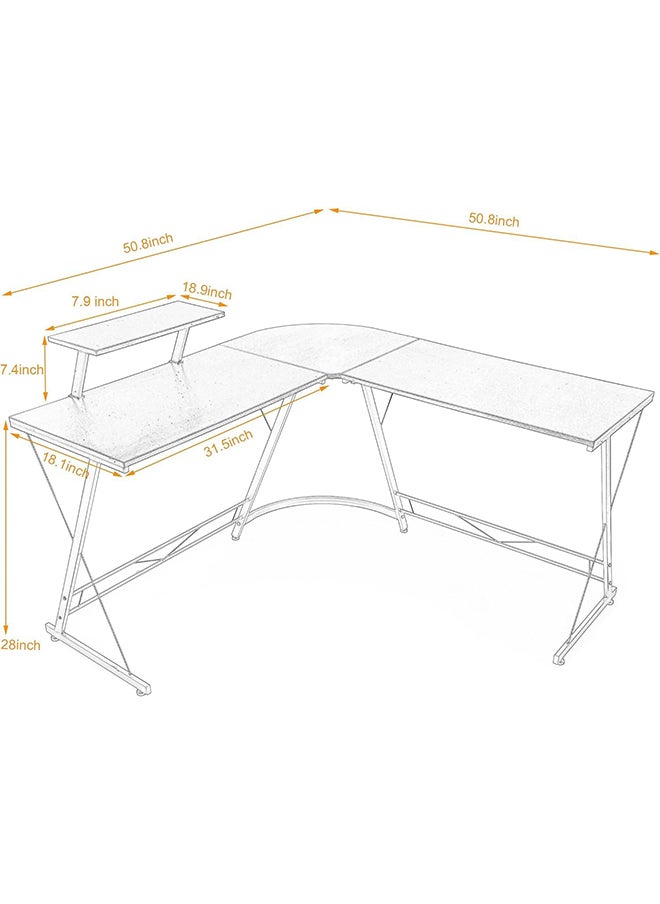 SKY-TOUCH - L Shaped Computer Desk: Sleek Design, Large Workspace, and Effortless Assembly for Your Home Office (Black, L129 * W46 * H71 cm) - Image 1