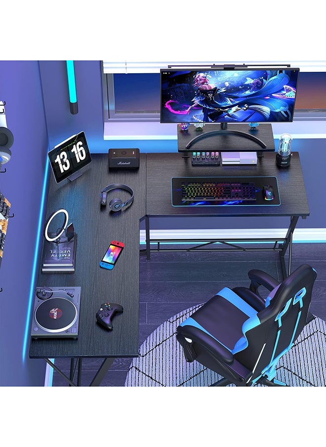 SKY-TOUCH - L Shaped Computer Desk: Sleek Design, Large Workspace, and Effortless Assembly for Your Home Office (Black, L129 * W46 * H71 cm) - Image 1