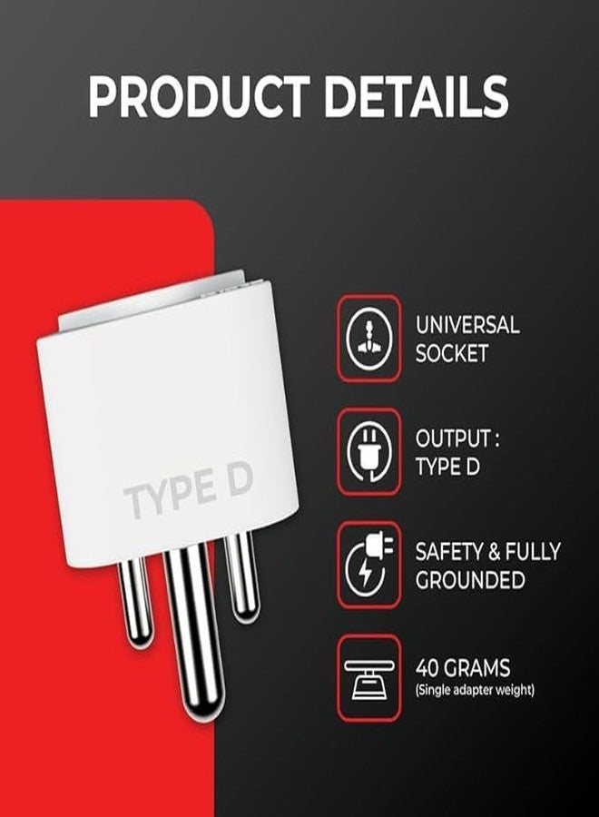 Elleys' Elleys ENZO (2 pcs) 3 pin Socket US Converter for India (USA, UK, China) Australia to India Plug Converter - Type D Plug Adapter 6A - 240V Universal Travel Adapter for Home, Office - Image 3