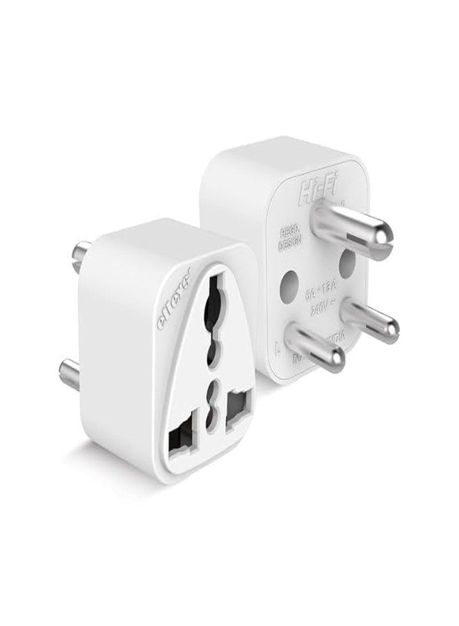 Elleys' Elleys ENZO (2 pcs) 3 pin Socket US Converter for India (USA, UK, China) Australia to India Plug Converter - Type D Plug Adapter 6A - 240V Universal Travel Adapter for Home, Office - Image 1