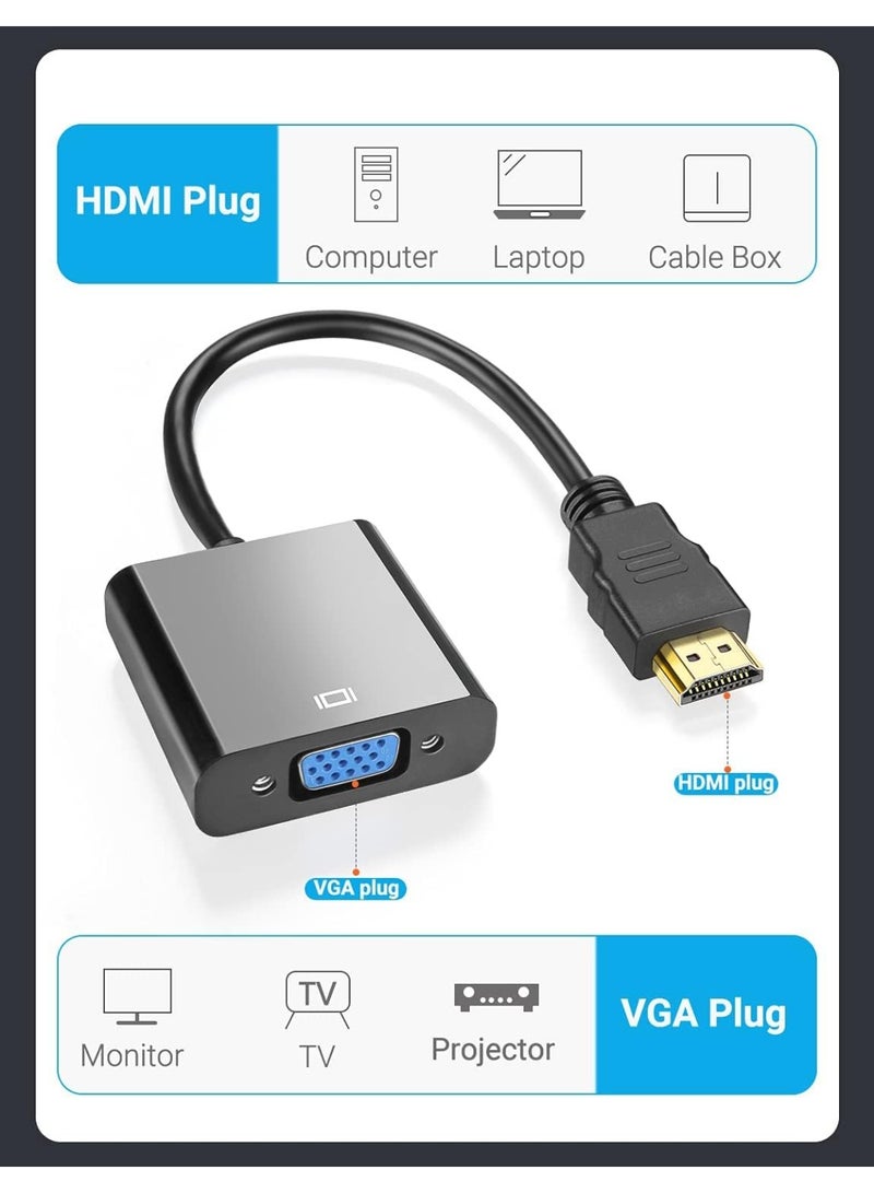 CABLE CONV HDMI to VGA Adapter 1080P Video Converter Cable – HDMI Male to VGA Female Adapter for PC, Laptop, Monitor, Projector, HDTV - Image 2