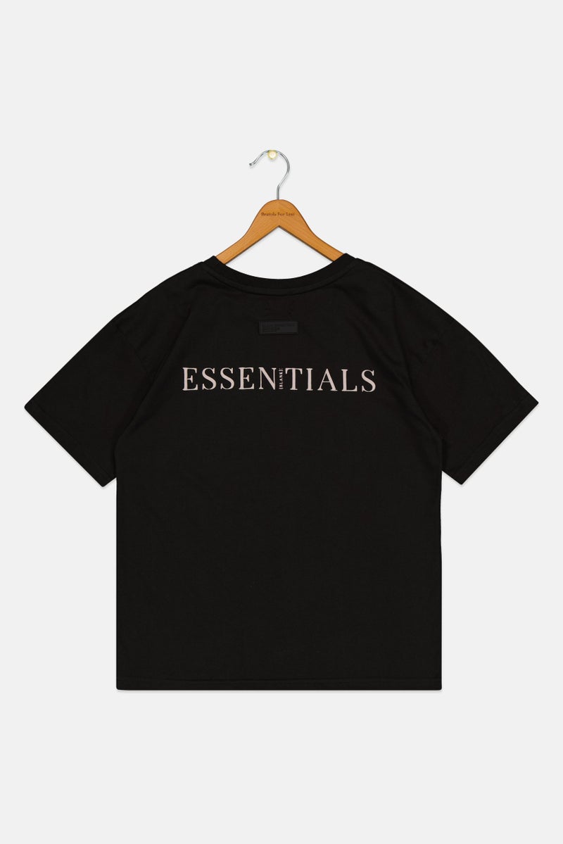 Blank Essentials تي شيرت قصير الأكمام بألوان سوداء للأطفال الأولاد مع شعار العلامة التجارية - Image 3