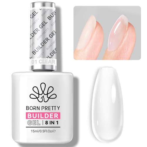 BORN PRETTY Builder Gel for Nails8in1 Clear Builder Nail Gel for Nail Apex and Gel Extension StrengthenerNail GLue Gel Hard Gel Base Rhinestone Nail Glue Gel in a Bottle 15ml - Image 2
