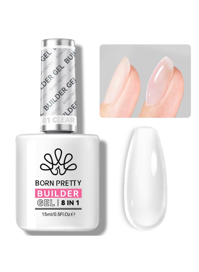 BORN PRETTY Builder Gel for Nails8in1 Clear Builder Nail Gel for Nail Apex and Gel Extension StrengthenerNail GLue Gel Hard Gel Base Rhinestone Nail Glue Gel in a Bottle 15ml - Image 3