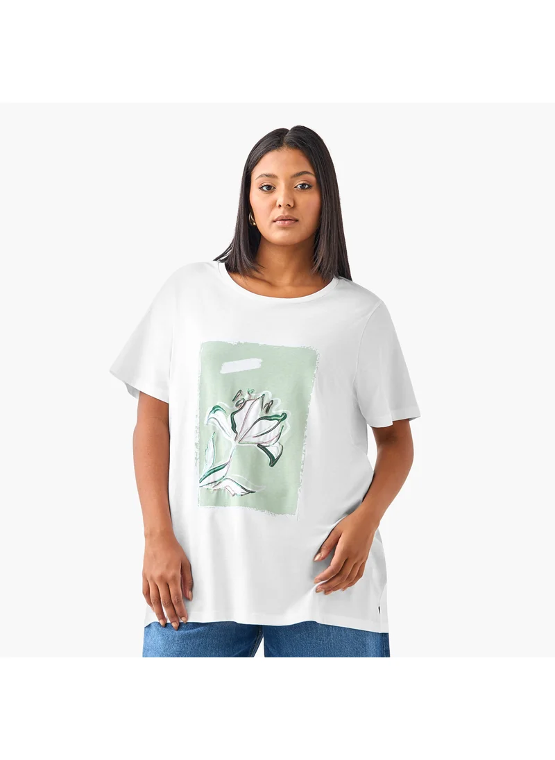  أولا بوبكن Plus Size Ulla Popken Printed T-shirt