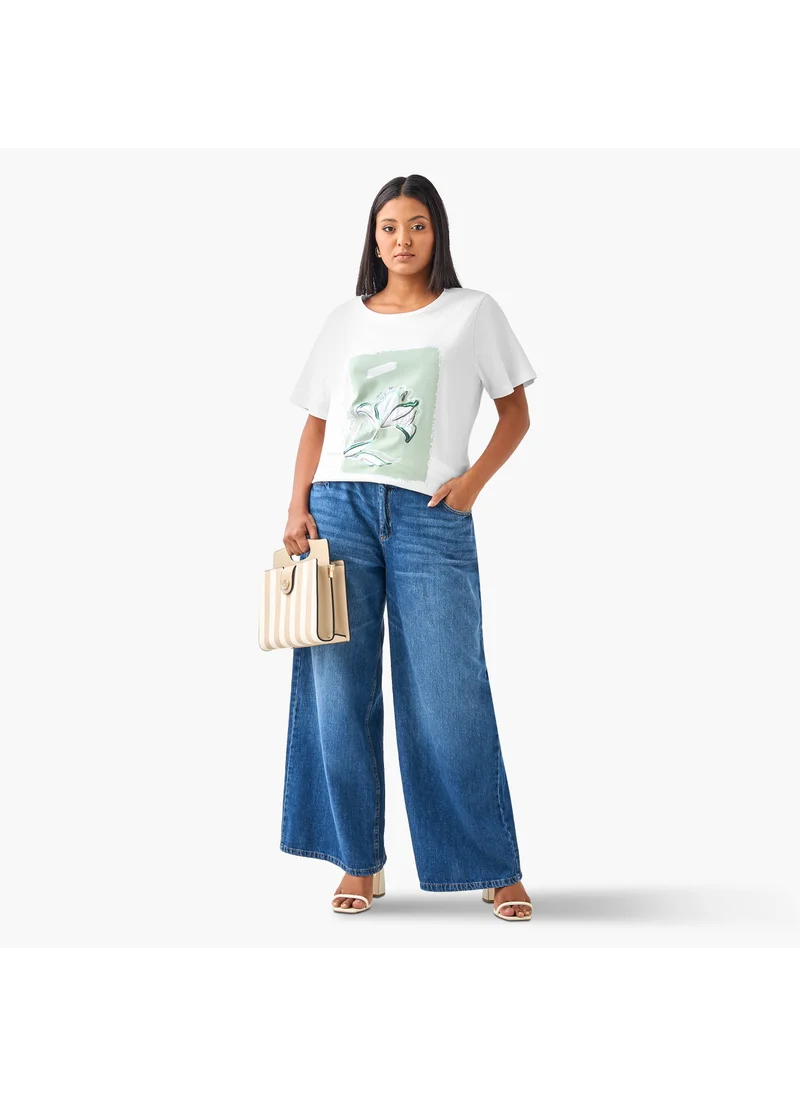  أولا بوبكن Plus Size Ulla Popken Printed T-shirt