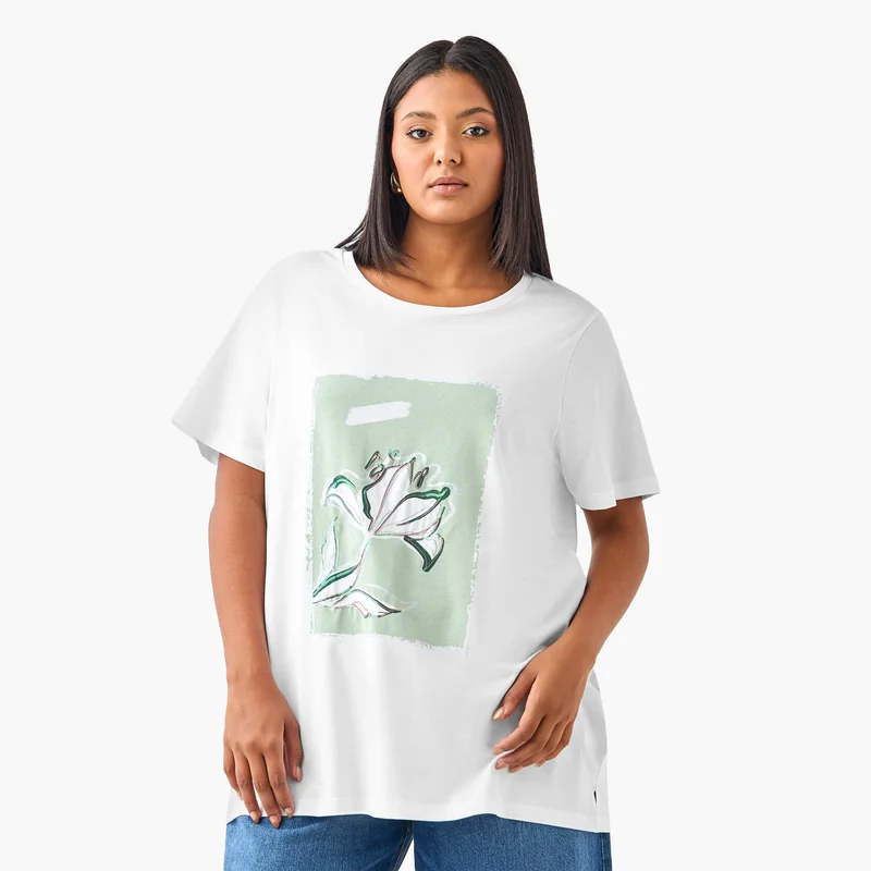 Ulla Popken Plus Size Ulla Popken Printed T-shirt
