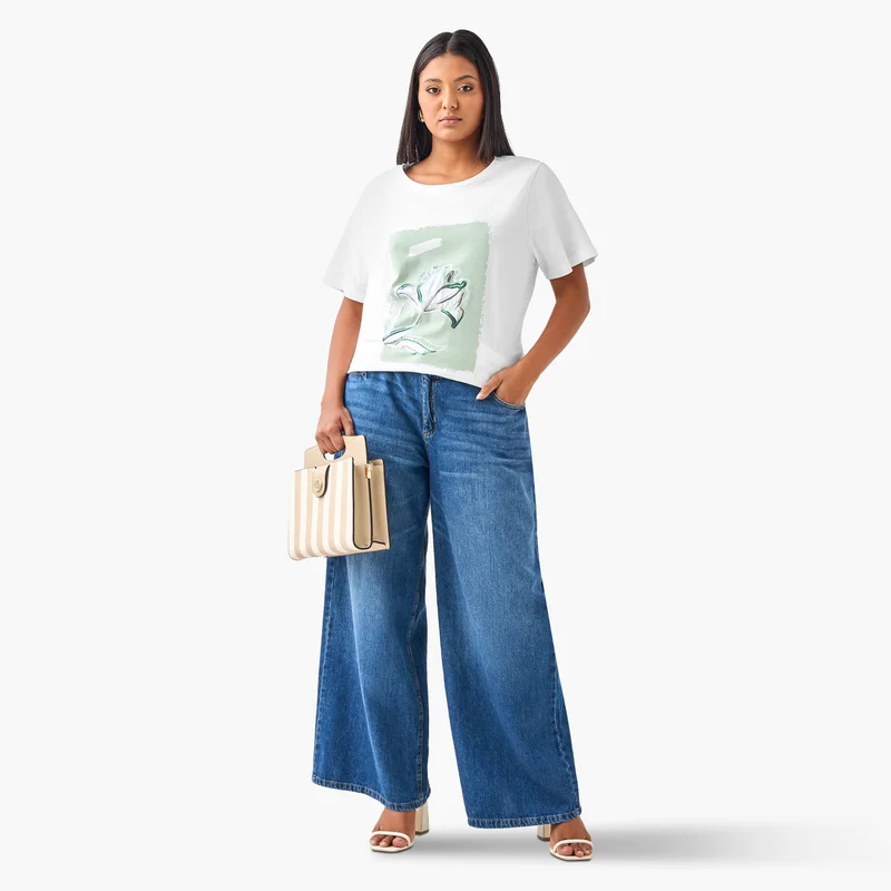 Ulla Popken Plus Size Ulla Popken Printed T-shirt