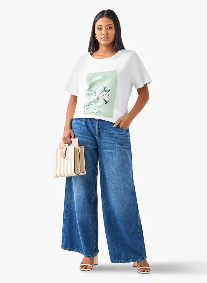 Ulla Popken Plus Size Ulla Popken Printed T-shirt