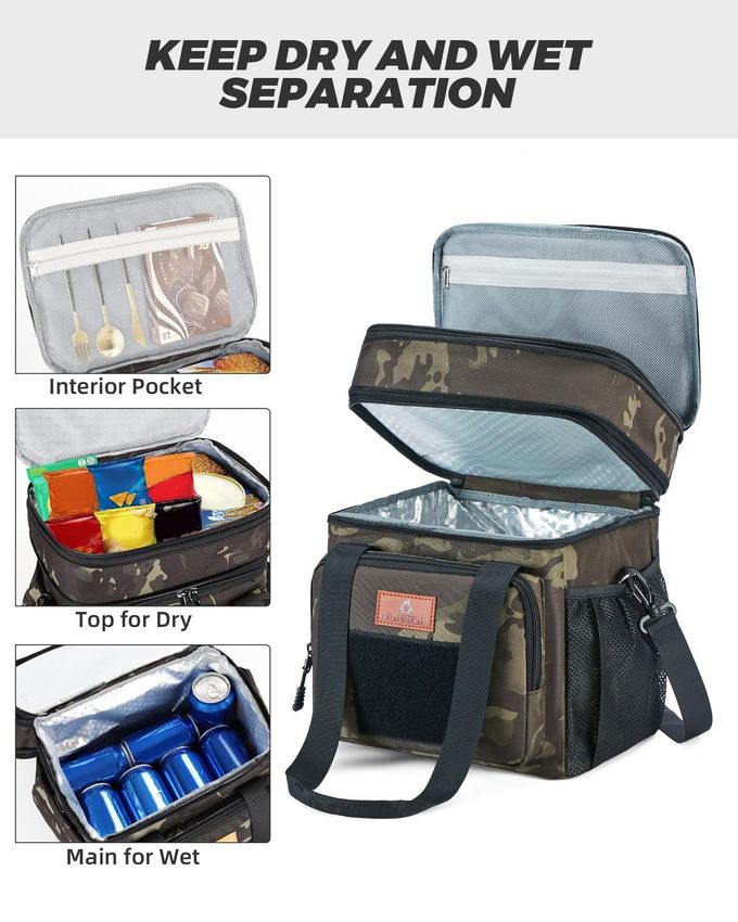 HSHRISH Expandable Large Tactical Lunch Box for Adults, Durable Insulated Lunch Bag with Lots of Storage Space, Cooler Bag for Men Women Work Outdoor Picnic Trips,15L - Image 3