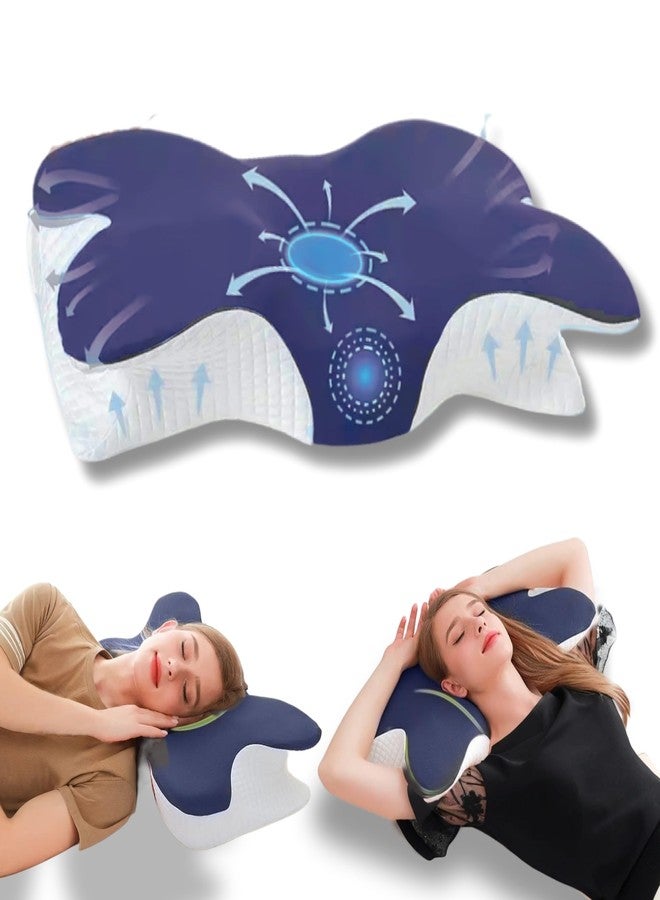 Cervical Neck Pillow, Insomnia-Relieving, Pain Relief, and Ergonomic Design with Butterfly-Shaped Contour for Optimal Support and for Back Stomach Sleepers.RUHSHINE - Image 1