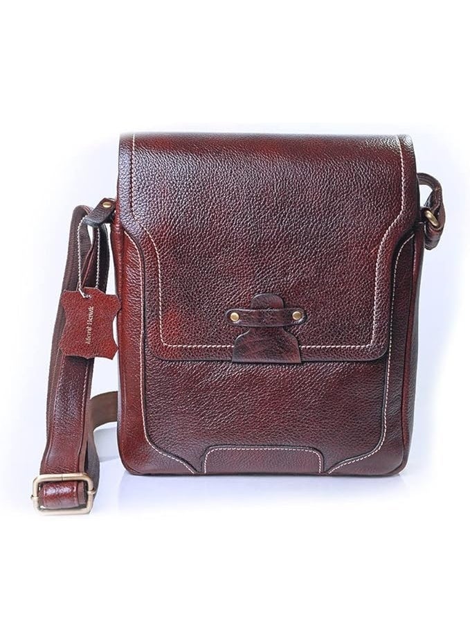 Mont Hawk Men's Leather Tablet Bag – Premium Crossbody Shoulder Messenger Bag for 10-Inch Tablet, Business Office Travel Casual Sling Bag, Brown - Image 1